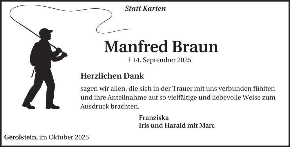 Traueranzeige für Manfred Braun vom 31.10.2025 aus trierischer_volksfreund