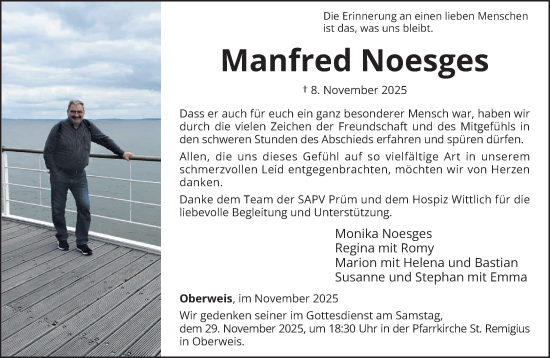 Traueranzeige von Manfred Noesges von trierischer_volksfreund