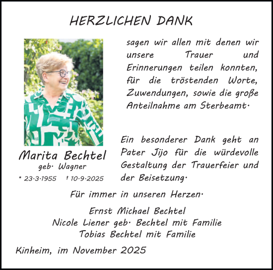 Traueranzeige von Marita Bechtel von trierischer_volksfreund