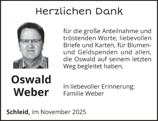 Traueranzeige von Oswald Weber von trierischer_volksfreund