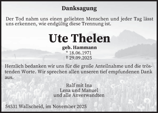 Traueranzeige von Ute Thelen von trierischer_volksfreund