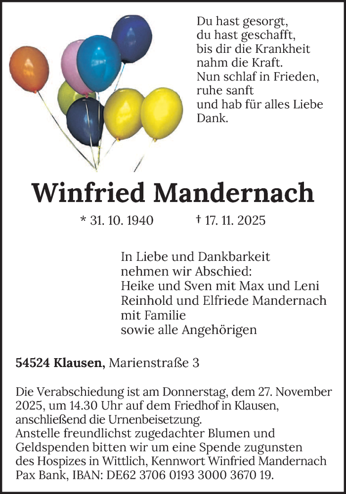  Traueranzeige für Winfried Mandernach vom 22.11.2025 aus trierischer_volksfreund