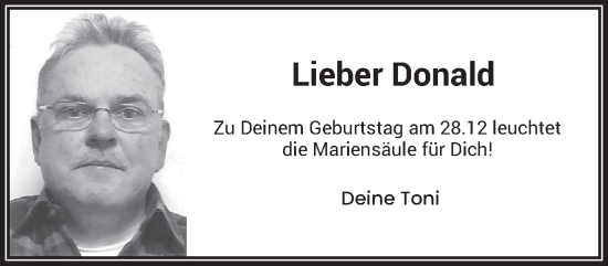Traueranzeige von Donald  von trierischer_volksfreund