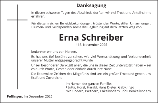 Traueranzeige von Erna Schreiber von trierischer_volksfreund
