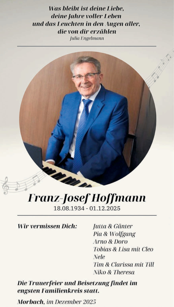  Traueranzeige für Franz-Josef Hoffmann vom 13.12.2025 aus trierischer_volksfreund