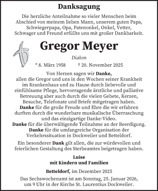 Traueranzeige von Gregor Meyer von trierischer_volksfreund