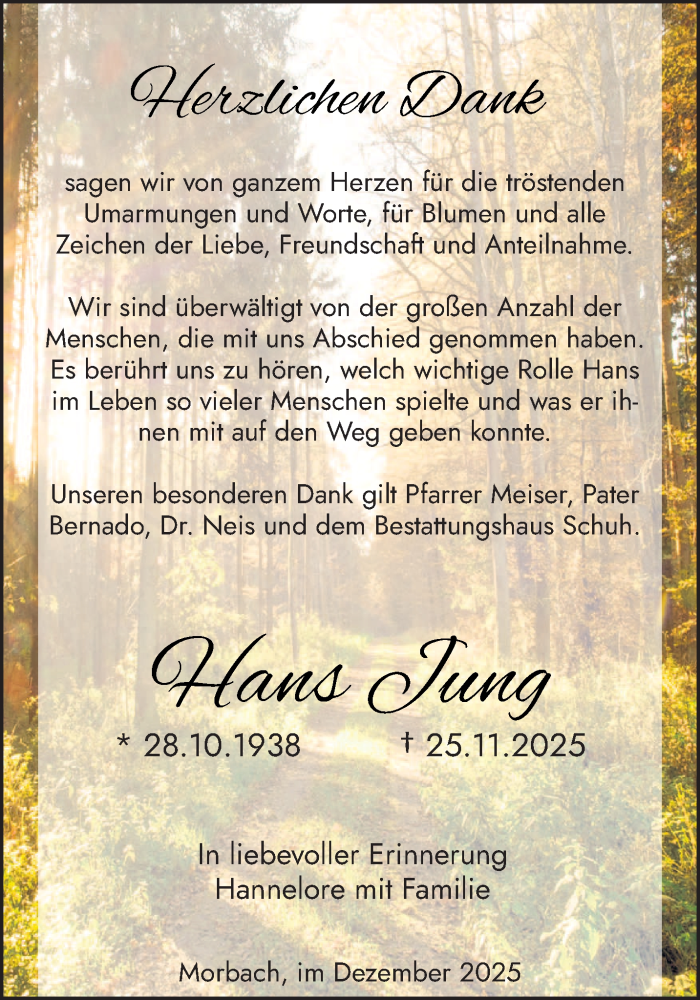  Traueranzeige für Hans Jung vom 13.12.2025 aus trierischer_volksfreund