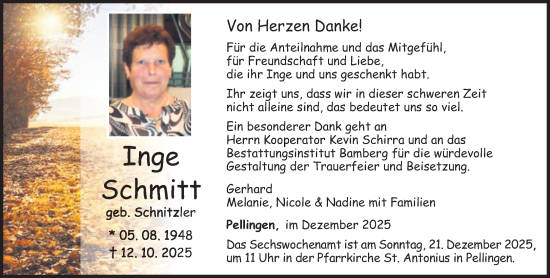 Traueranzeige von Inge Schmitt von trierischer_volksfreund