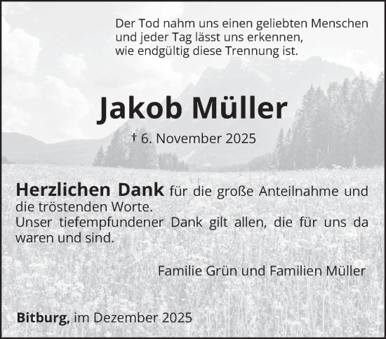 Traueranzeige von Jakob Müller von trierischer_volksfreund