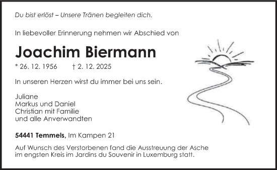 Traueranzeige von Joachim Biermann von trierischer_volksfreund