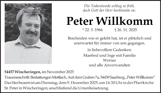 Traueranzeige von Peter Willkomm von trierischer_volksfreund