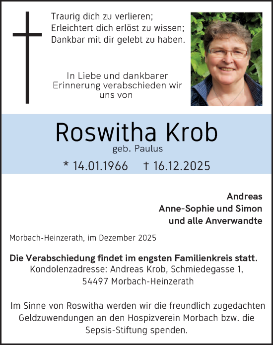 Traueranzeige von Roswitha Krob von trierischer_volksfreund