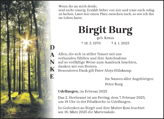 Traueranzeige von Birgit Burg von trierischer_volksfreund