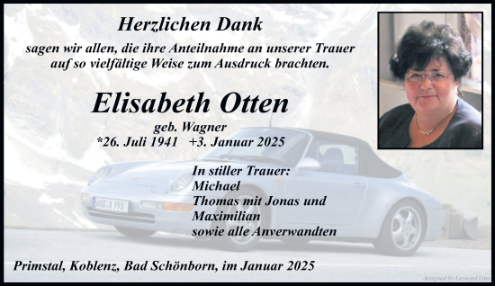Traueranzeige von Elisabeth Otten von trierischer_volksfreund