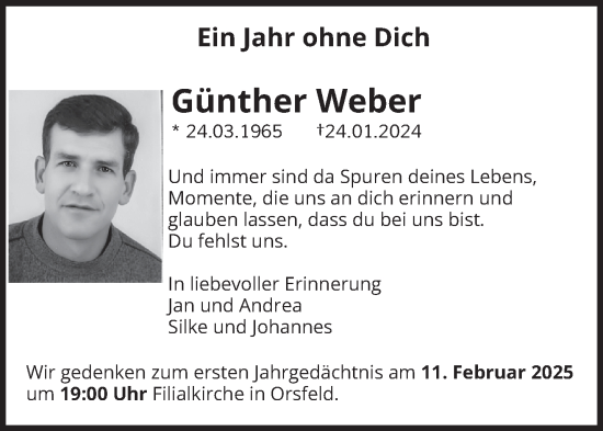 Traueranzeige von Günther Weber von trierischer_volksfreund
