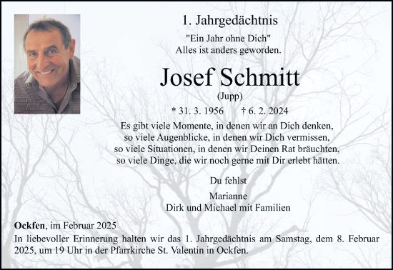 Traueranzeige von Josef Schmitt von trierischer_volksfreund