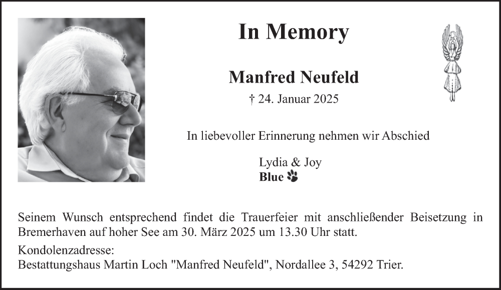 Traueranzeige für Manfred Neufeld vom 08.02.2025 aus trierischer_volksfreund