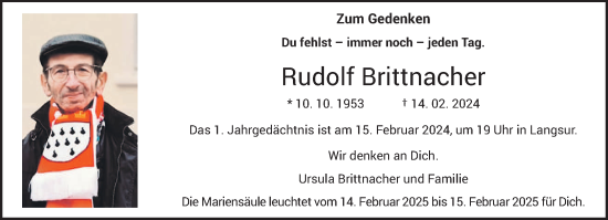 Traueranzeige von Rudolf Brittnacher von trierischer_volksfreund