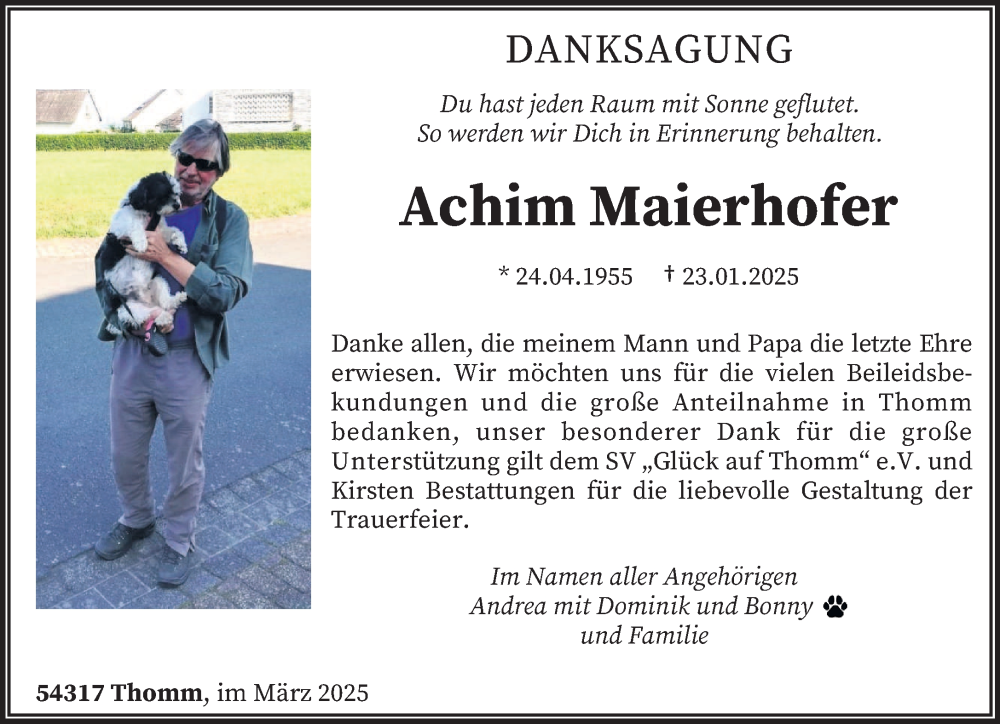  Traueranzeige für Achim Maierhofer vom 08.03.2025 aus trierischer_volksfreund