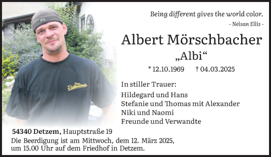 Traueranzeige von Albert Mörschbacher von trierischer_volksfreund