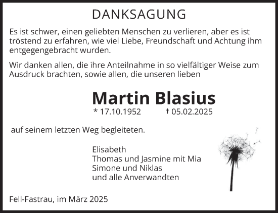 Traueranzeige von Martin Blasius von trierischer_volksfreund