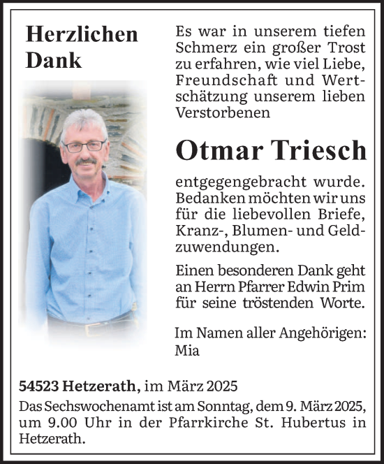 Traueranzeige von Otmar Triesch von trierischer_volksfreund