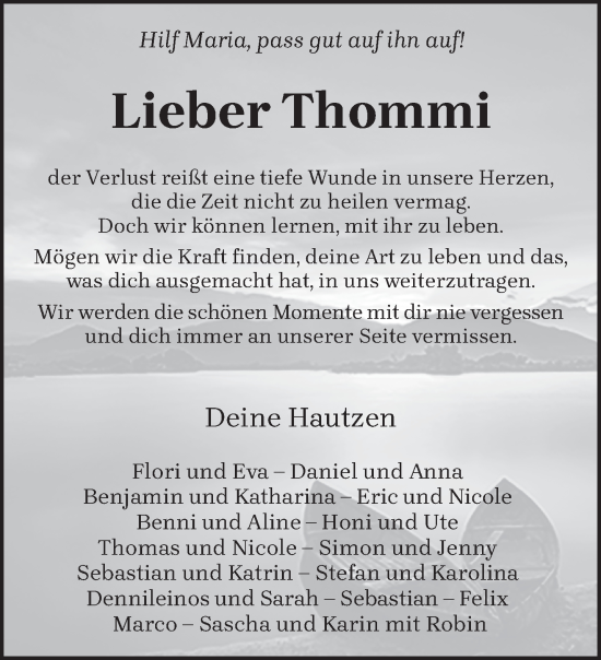 Traueranzeige von Thommi  von trierischer_volksfreund