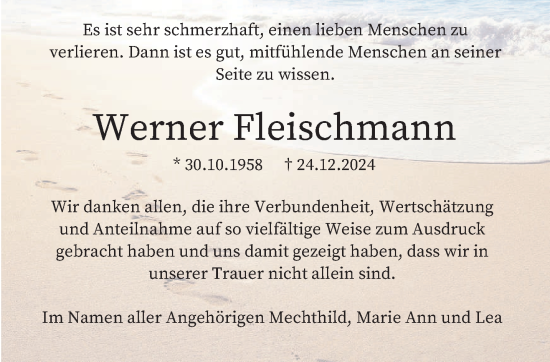 Traueranzeige von Werner Fleischmann von trierischer_volksfreund