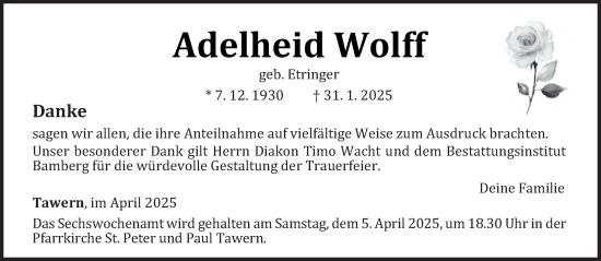 Traueranzeige von Adelheid Wolff von trierischer_volksfreund
