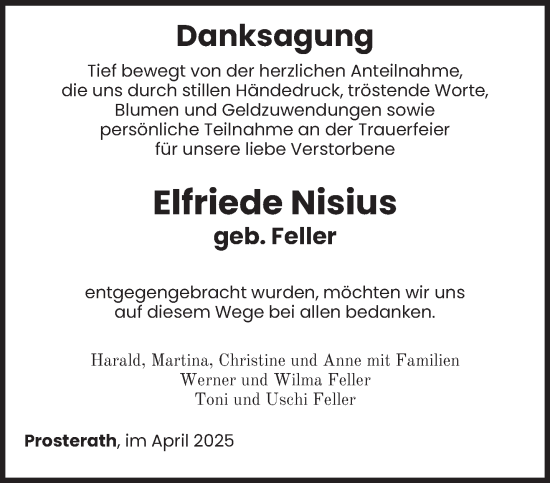 Traueranzeige von Elfriede Nisius von trierischer_volksfreund