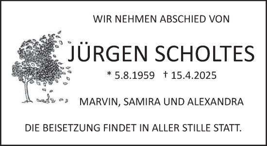 Traueranzeige von Jürgen Scholtes von trierischer_volksfreund