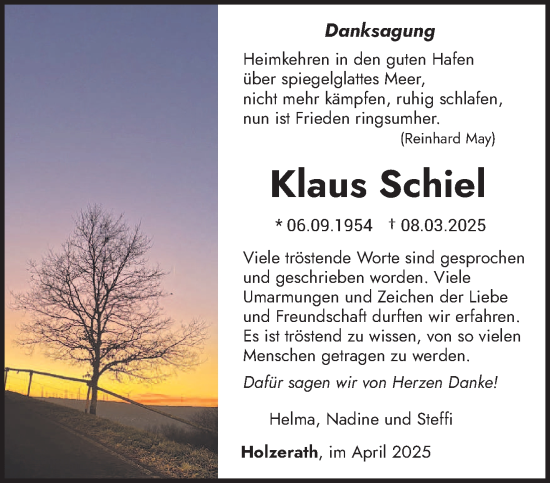 Traueranzeige von Klaus Schiel von trierischer_volksfreund