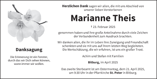 Traueranzeige von Marianne Theis von trierischer_volksfreund