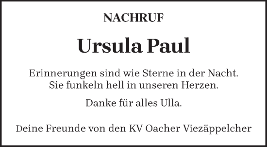 Traueranzeige von Ursula Paul von trierischer_volksfreund