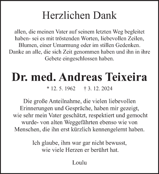Traueranzeige von Andreas Teixeira von trierischer_volksfreund