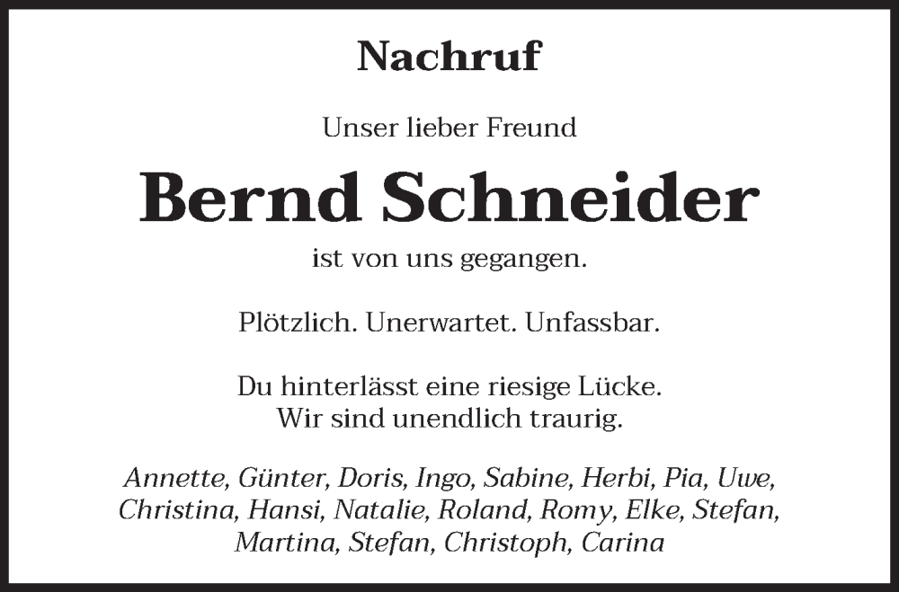 Traueranzeige für Bernhard Schneider vom 21.05.2025 aus trierischer_volksfreund