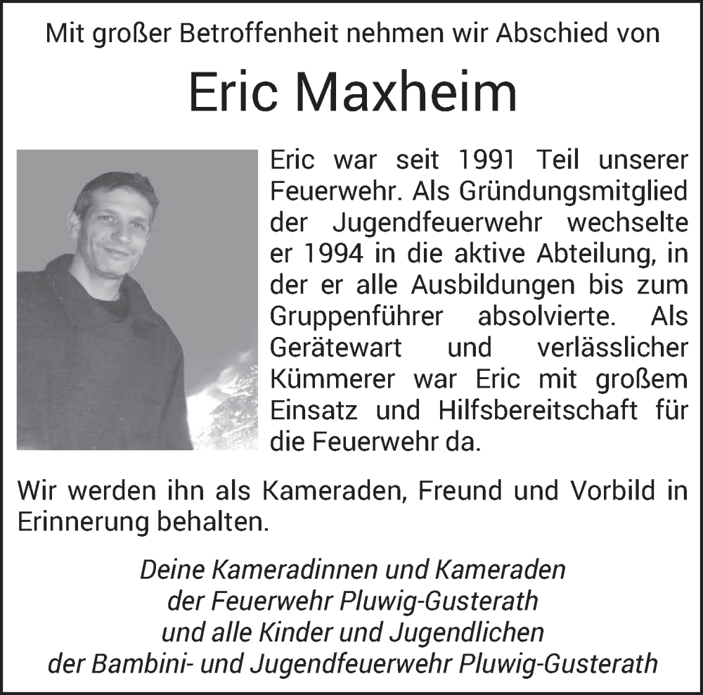  Traueranzeige für Eric Maxheim vom 10.05.2025 aus trierischer_volksfreund