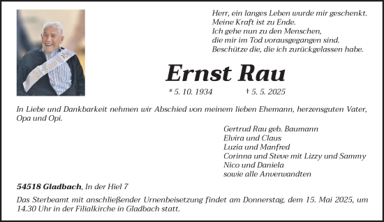 Traueranzeige von Ernst Rau von trierischer_volksfreund