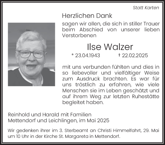 Traueranzeige von Ilse Walzer von trierischer_volksfreund
