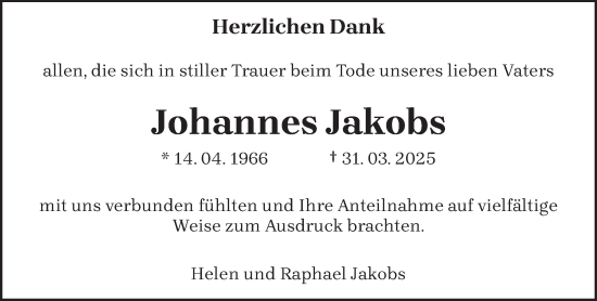 Traueranzeige von Johannes Jakobs von trierischer_volksfreund