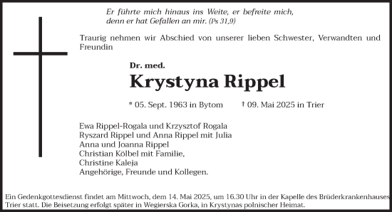Traueranzeige von Krystyna Rippel von trierischer_volksfreund
