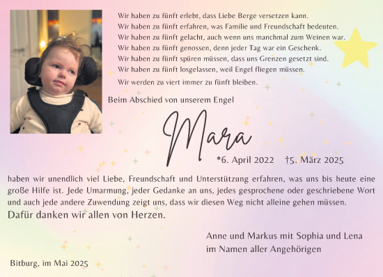 Traueranzeige von Mara Schmid von trierischer_volksfreund