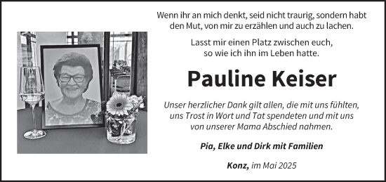 Traueranzeige von Pauline Keiser von trierischer_volksfreund