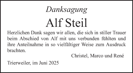 Traueranzeige von Alf Steil von trierischer_volksfreund