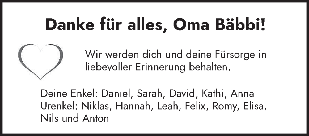  Traueranzeige für Bäbbi  vom 28.06.2025 aus trierischer_volksfreund