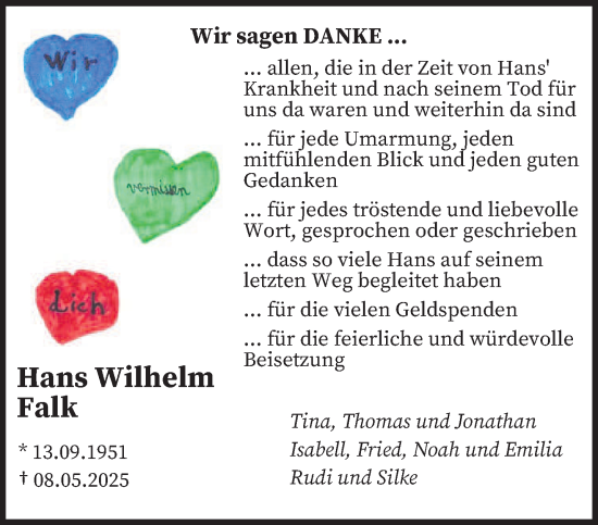 Traueranzeige von Hans Wilhelm Falk von trierischer_volksfreund