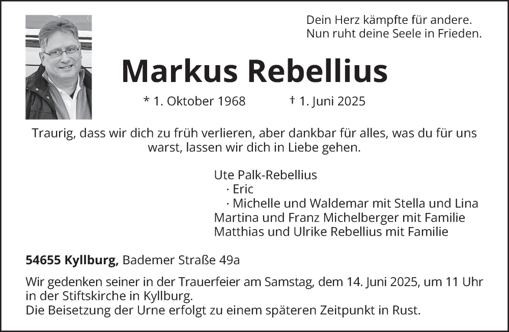  Traueranzeige für Markus Rebellius vom 07.06.2025 aus trierischer_volksfreund