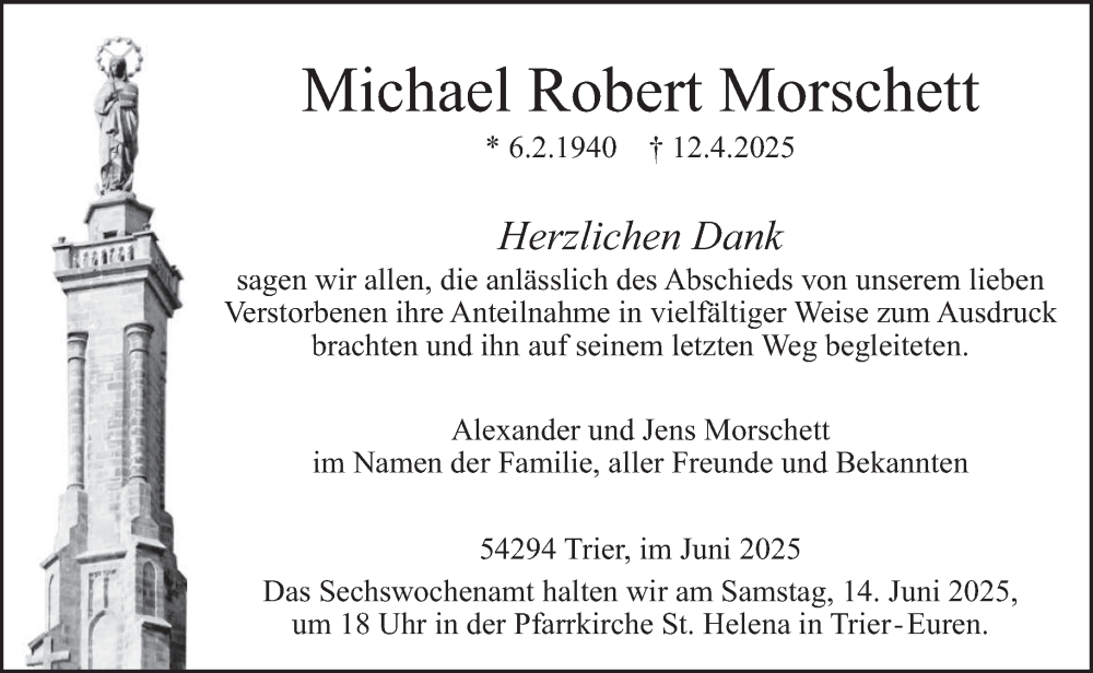  Traueranzeige für Michael Robert Morschett vom 07.06.2025 aus trierischer_volksfreund
