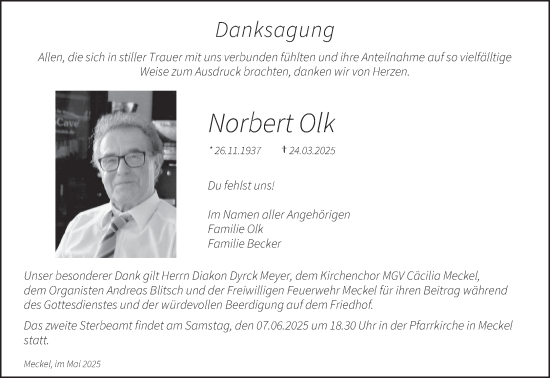 Traueranzeige von Norbert Olk von trierischer_volksfreund