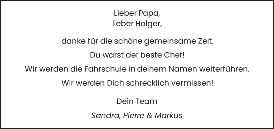 Traueranzeige von Holger Krieg 